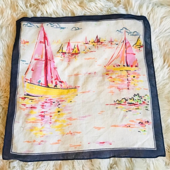 Vintage Accessories - ⛵️⚓️SHIPS AHOY! Watercolor sailboat cotton scarf